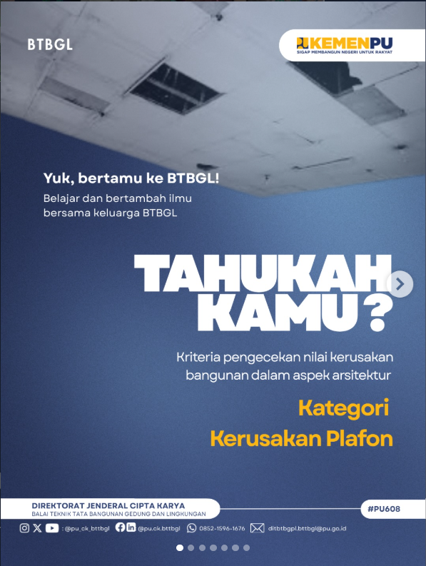 Kriteria Pengecekan Nilai Kerusakan Bangunan dalam Aspek Arsitektur - Kategori Kerusakan Plafon