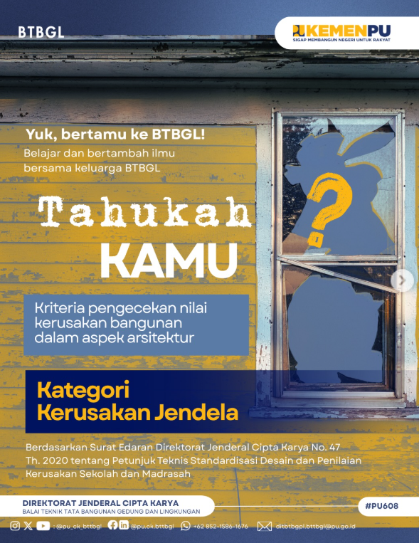 Kriteria Pengecekan Nilai Kerusakan Bangunan dalam Aspek Arsitektur - Kategori Kerusakan Jendela
